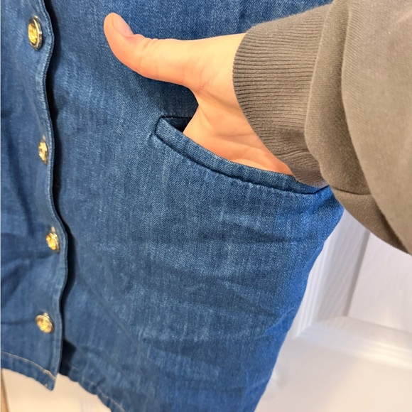 J.Crew Chambray Button Front Mini Dress Size XL 100% Cotton - Picture 3 of 9